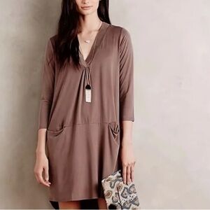 DOLAN Left Coast Tegan Taupe Cupro Tunic Dress Anthropologie Boho Sz Small